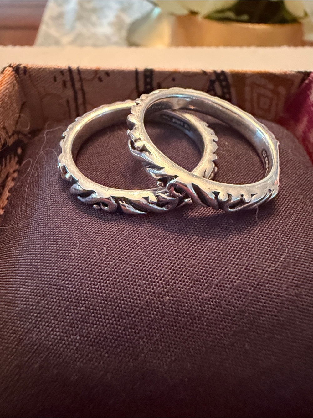 Vintage Barse Thai 925 Sterling Silver Floral Scroll Stackable Rings 9.5 (2)
